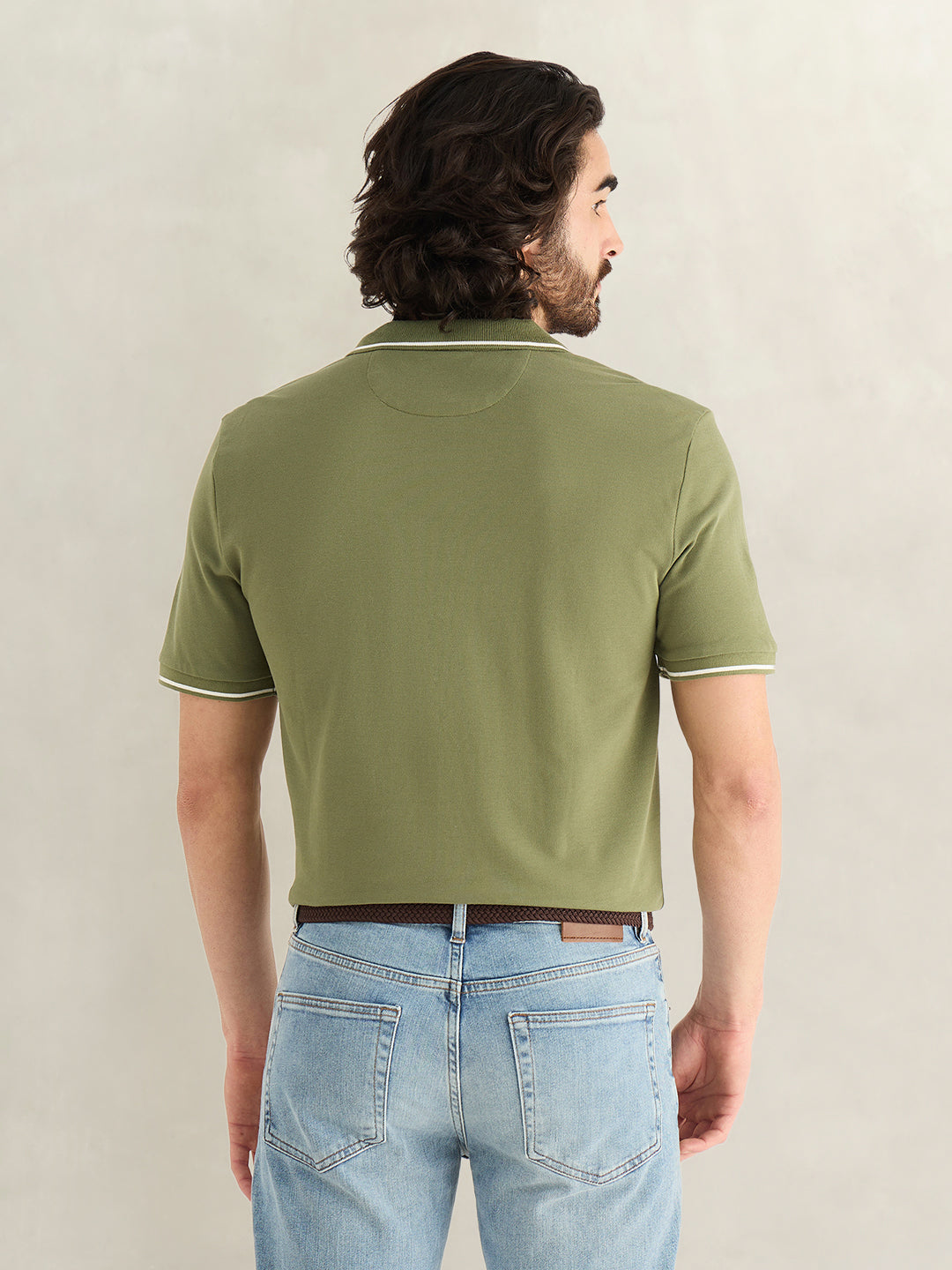 Gant Men Green Solid Regular Fit Pique Polo T-Shirt