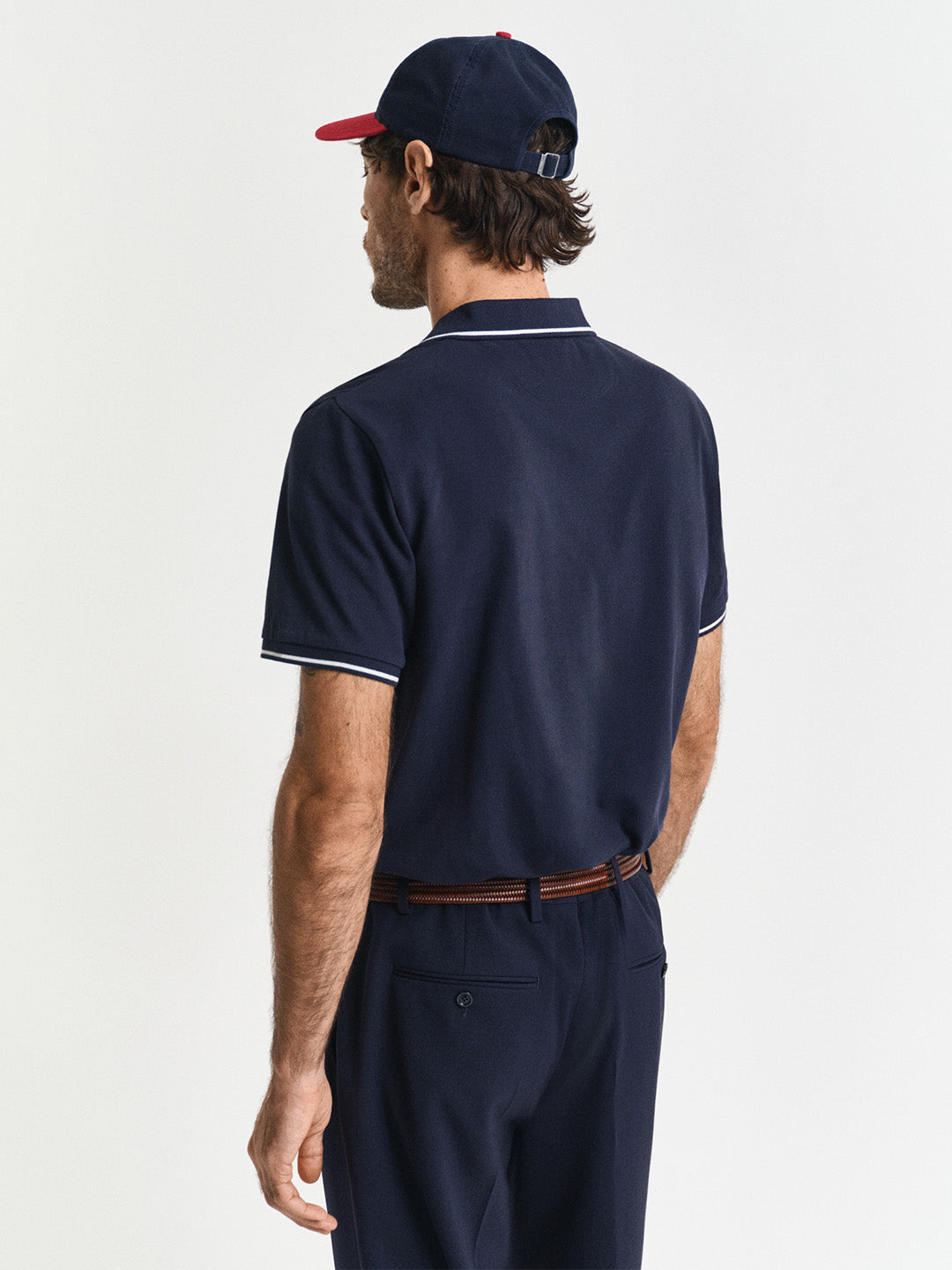 GANT Men Navy Blue Tipping Pique Cotton Polo T-Shirt