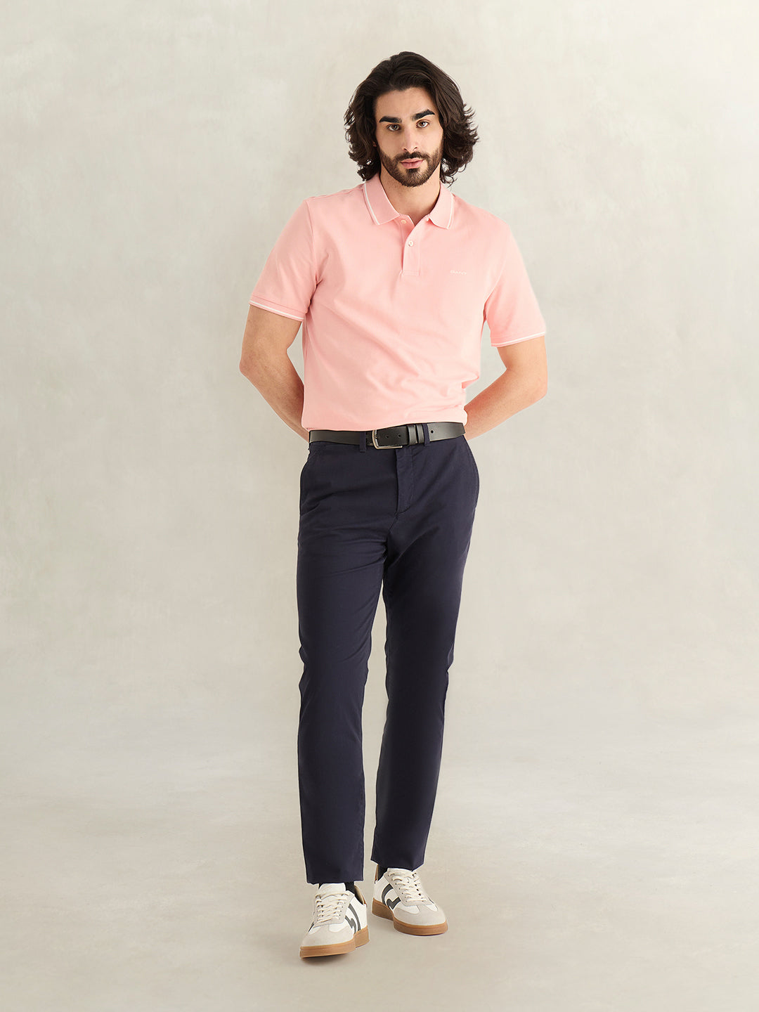 Gant Men Pink Solid Regular Fit Pique Polo T-Shirt
