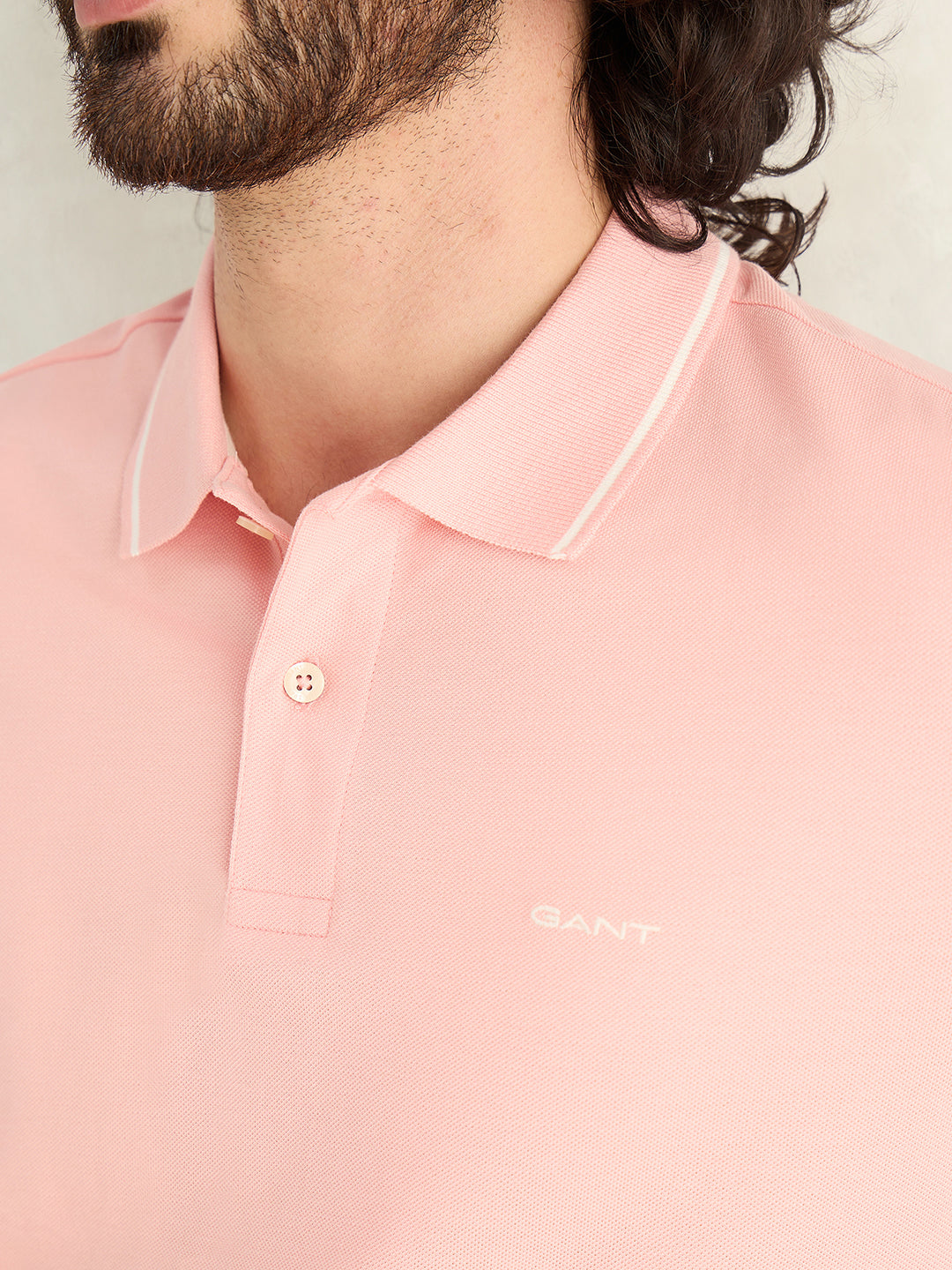 Gant Men Pink Solid Regular Fit Pique Polo T-Shirt