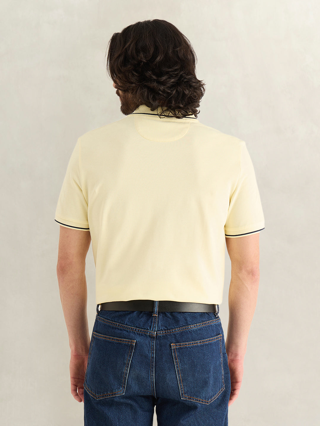 Gant Men Yellow Solid Regular Fit Pique Polo T-Shirt