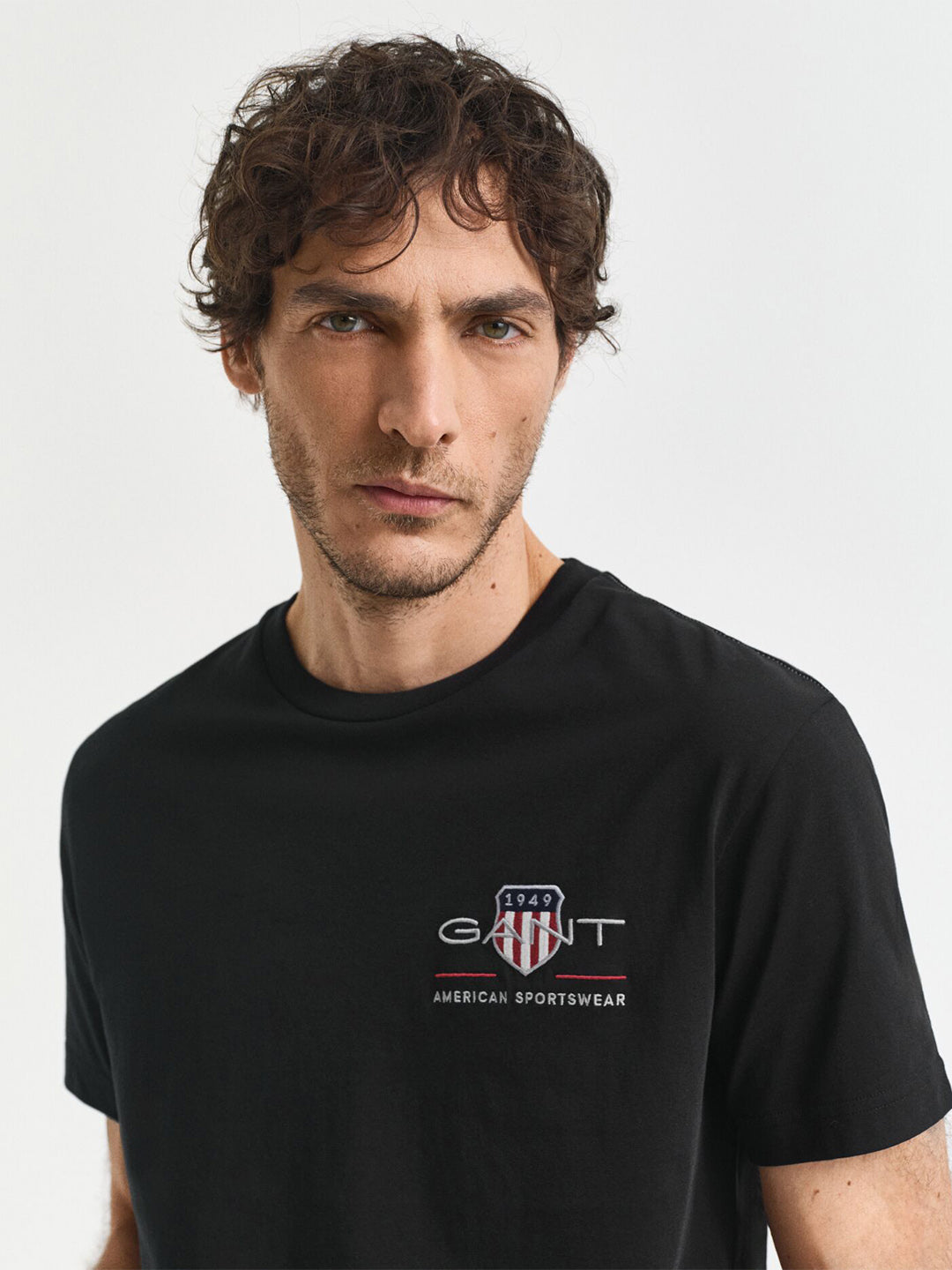 GANT Men Black Shield Pure Cotton T-Shirt