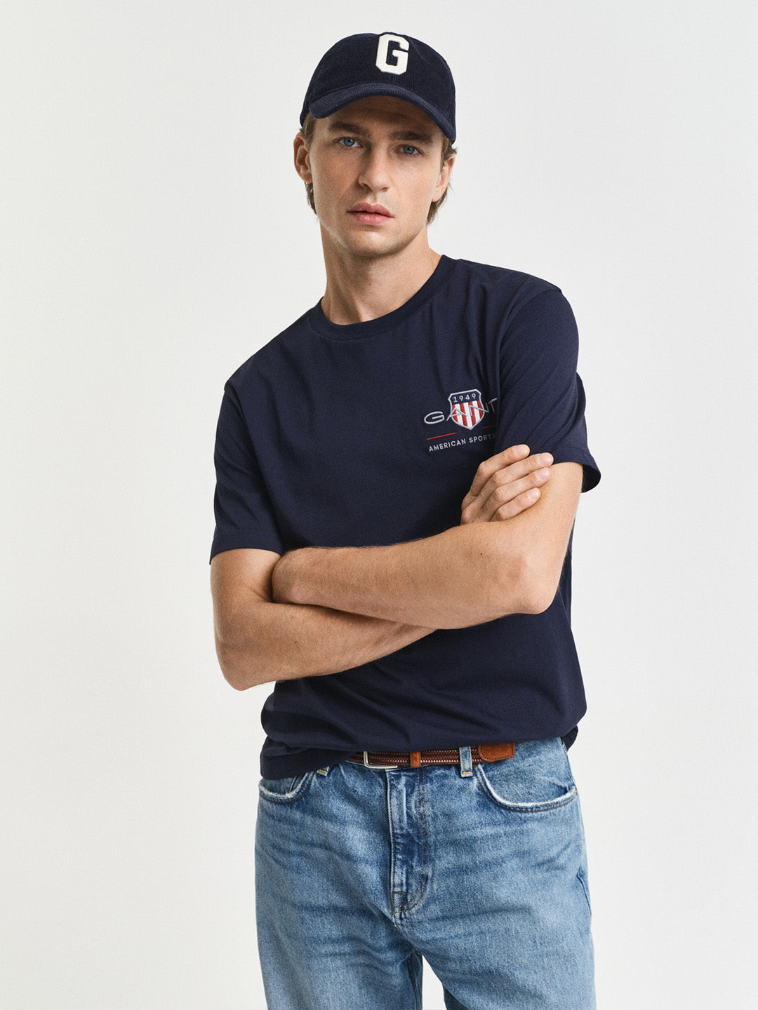 GANT Men Navy Blue Shield Pure Cotton T-Shirt