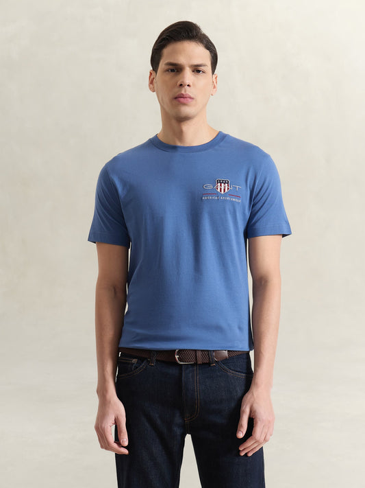 GANT Men Blue Solid T-Shirt
