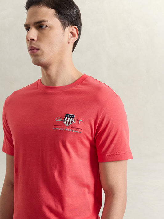 GANT Men Red Solid T-Shirt