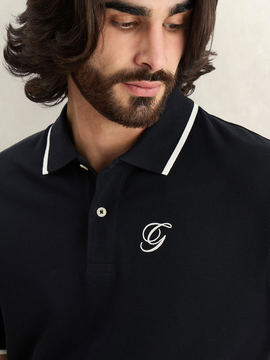 Gant Men Black Solid Regular Fit Pure Cotton Polo T-Shirt