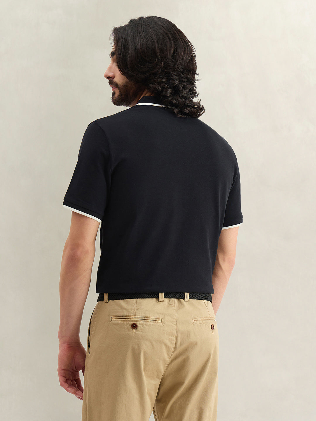 Gant Men Black Solid Regular Fit Pure Cotton Polo T-Shirt
