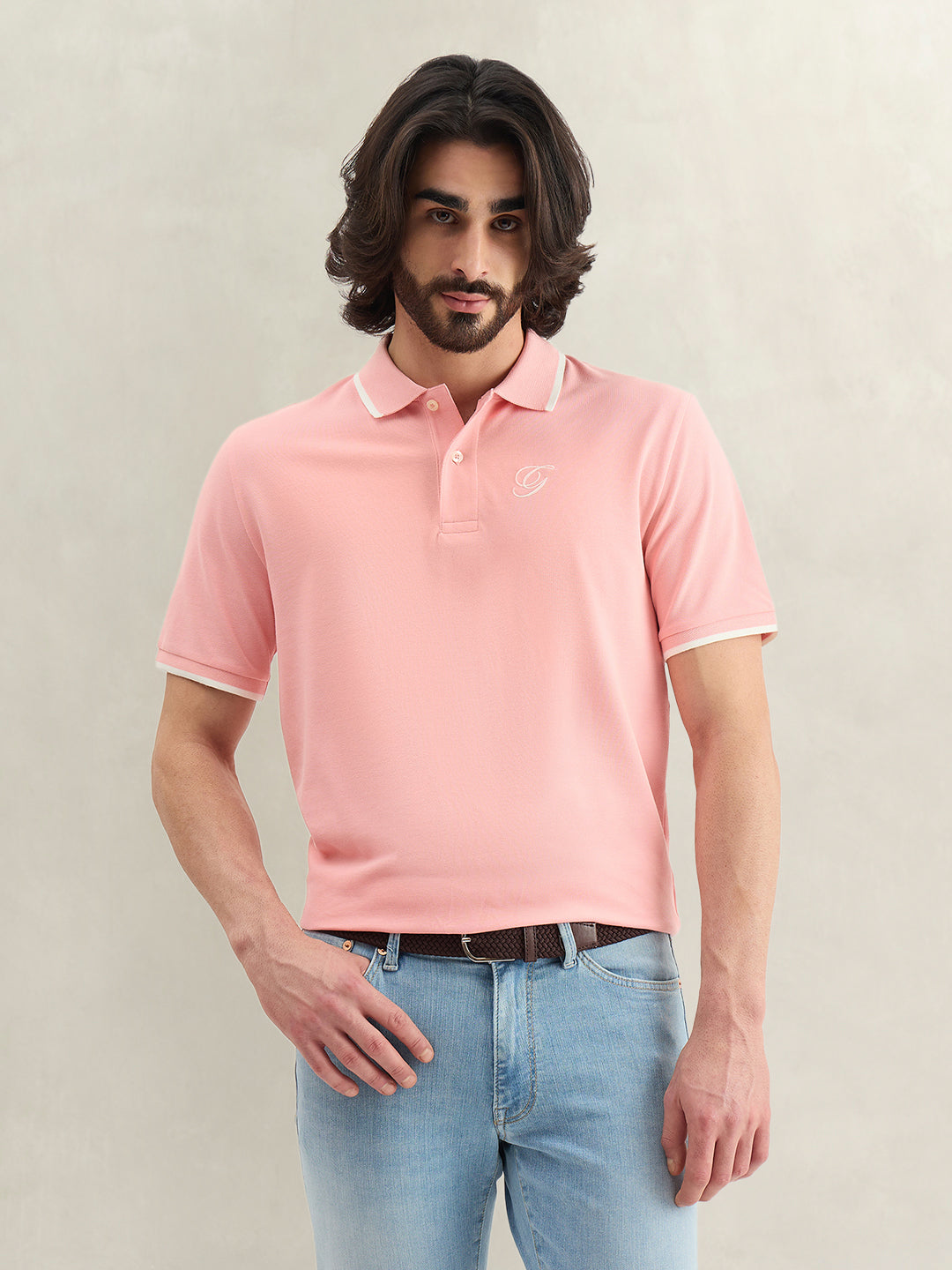 Gant Men Pink Solid Regular Fit Pure Cotton Polo T-Shirt