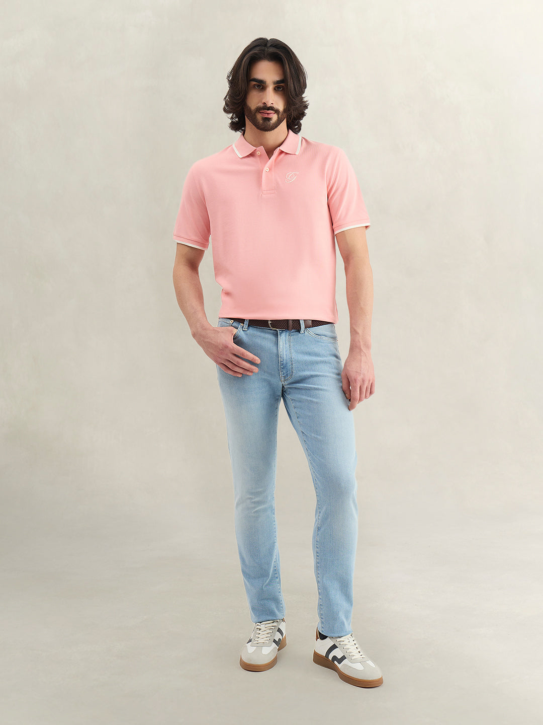 Gant Men Pink Solid Regular Fit Pure Cotton Polo T-Shirt