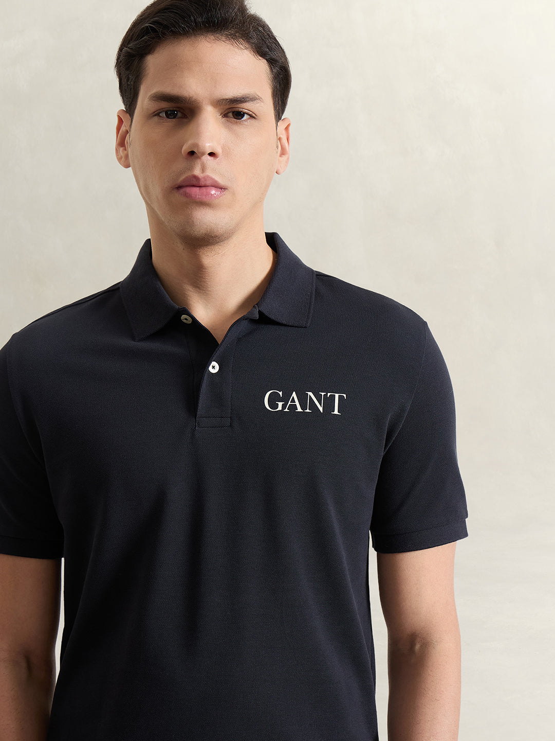 GANT Men Black Solid Polo T-Shirt