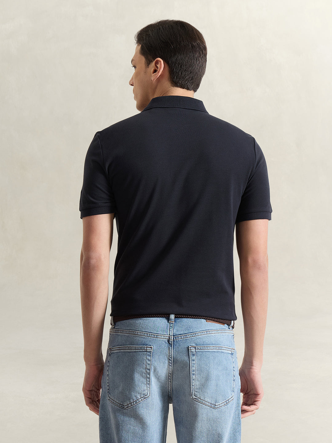 Gant Men Black Solid Regular Fit Pure Cotton Polo T-Shirt