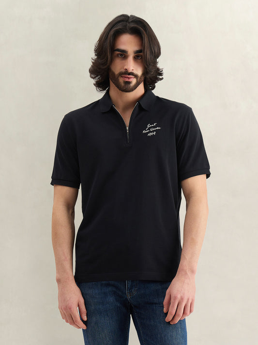 Gant Men Solid Black Polo T-Shirt