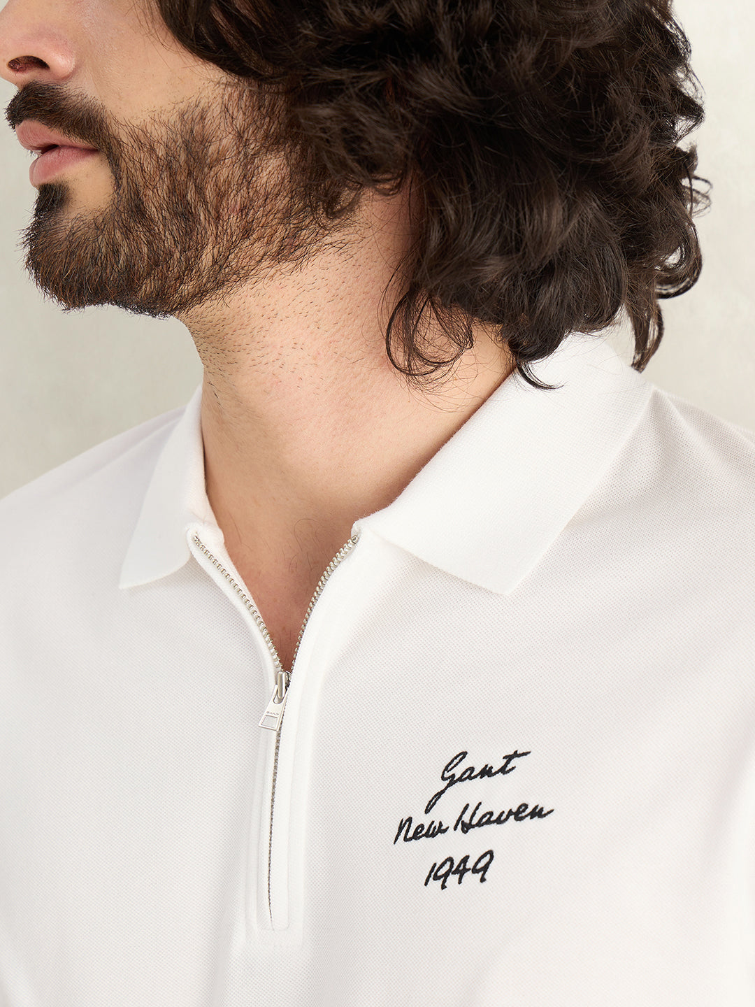 Gant Men White Solid Regular Fit Pure Cotton Polo T-Shirt