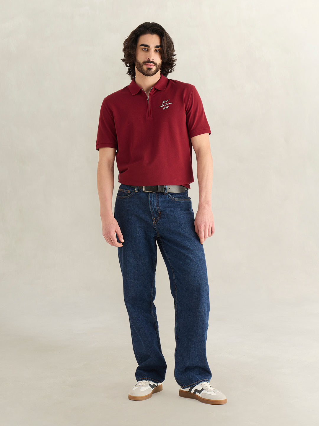 Gant Men Maroon Solid Regular Fit Pure Cotton Polo T-Shirt