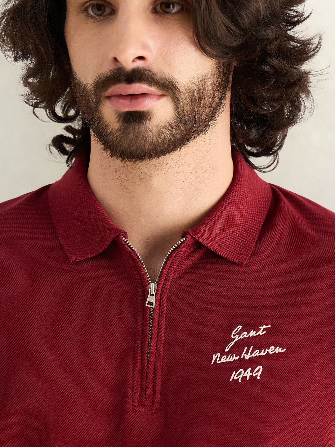 Gant Men Maroon Solid Regular Fit Pure Cotton Polo T-Shirt