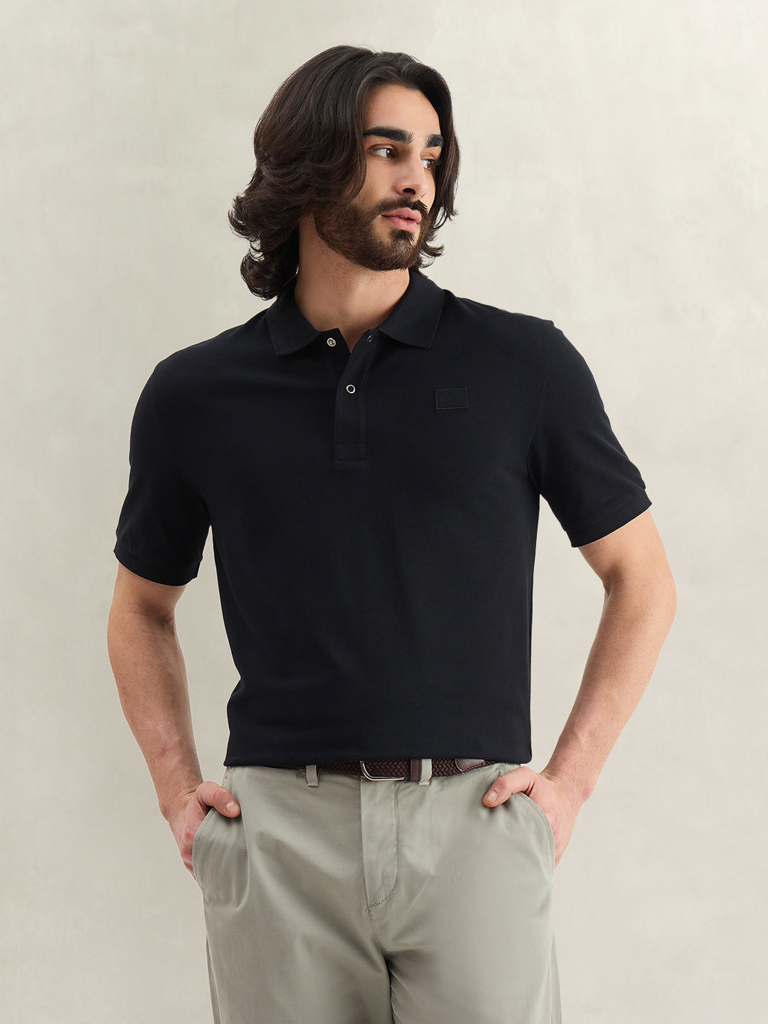 Gant Men Black Solid Regular Fit Pure Cotton Polo T-Shirt