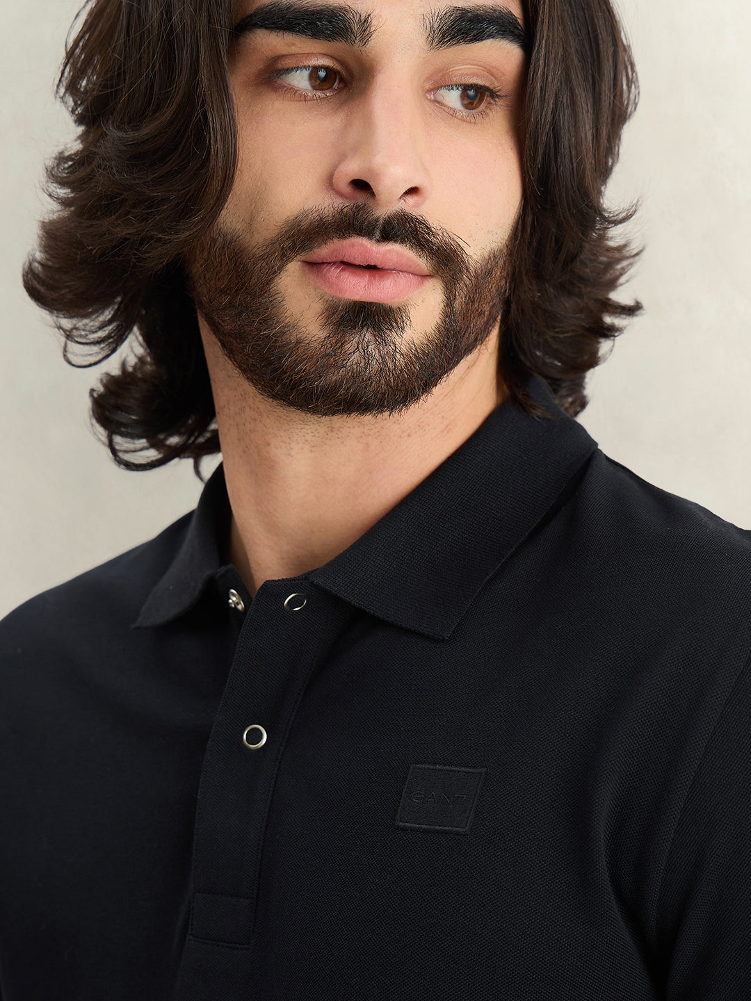 Gant Men Black Solid Regular Fit Pure Cotton Polo T-Shirt