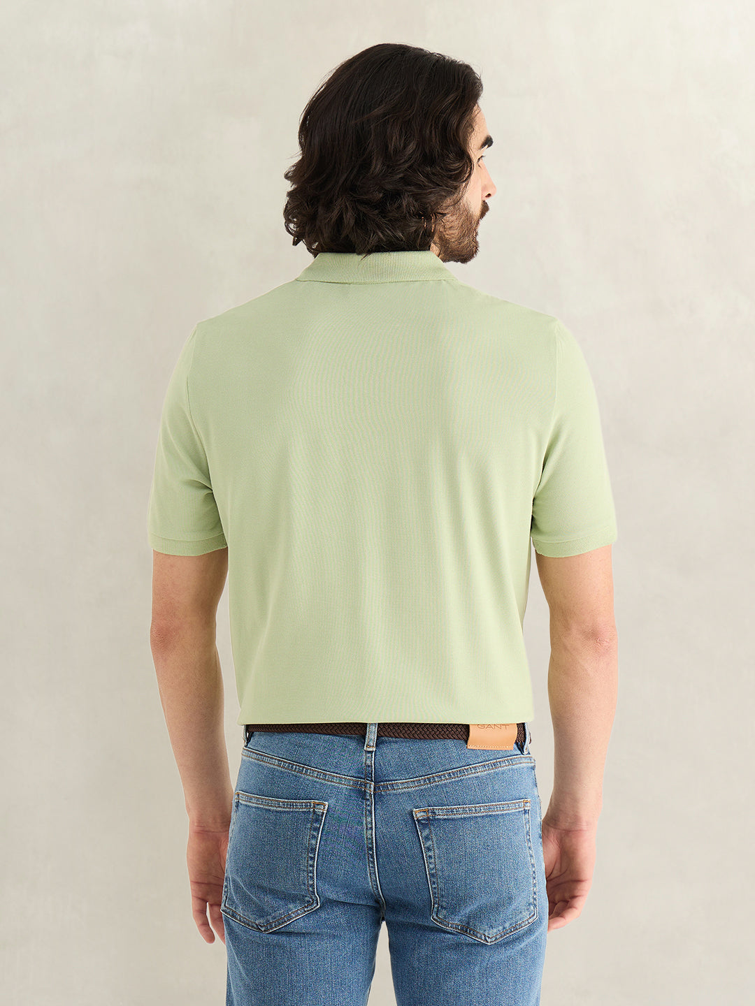 Gant Men Green Solid Regular Fit Pure Cotton Polo T-Shirt