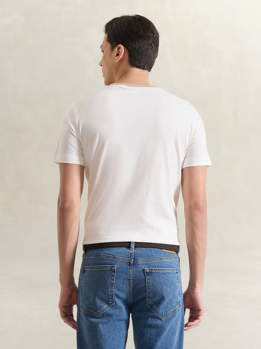 GANT Men White Solid T-Shirt