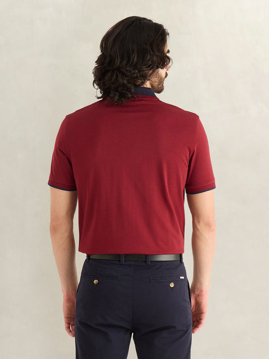 Gant Men Maroon Printed Regular Fit Pure Cotton Polo T-Shirt