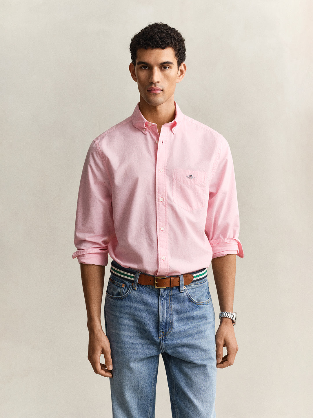 Gant Men Pink Solid Regular Fit Classic Poplin Shirt