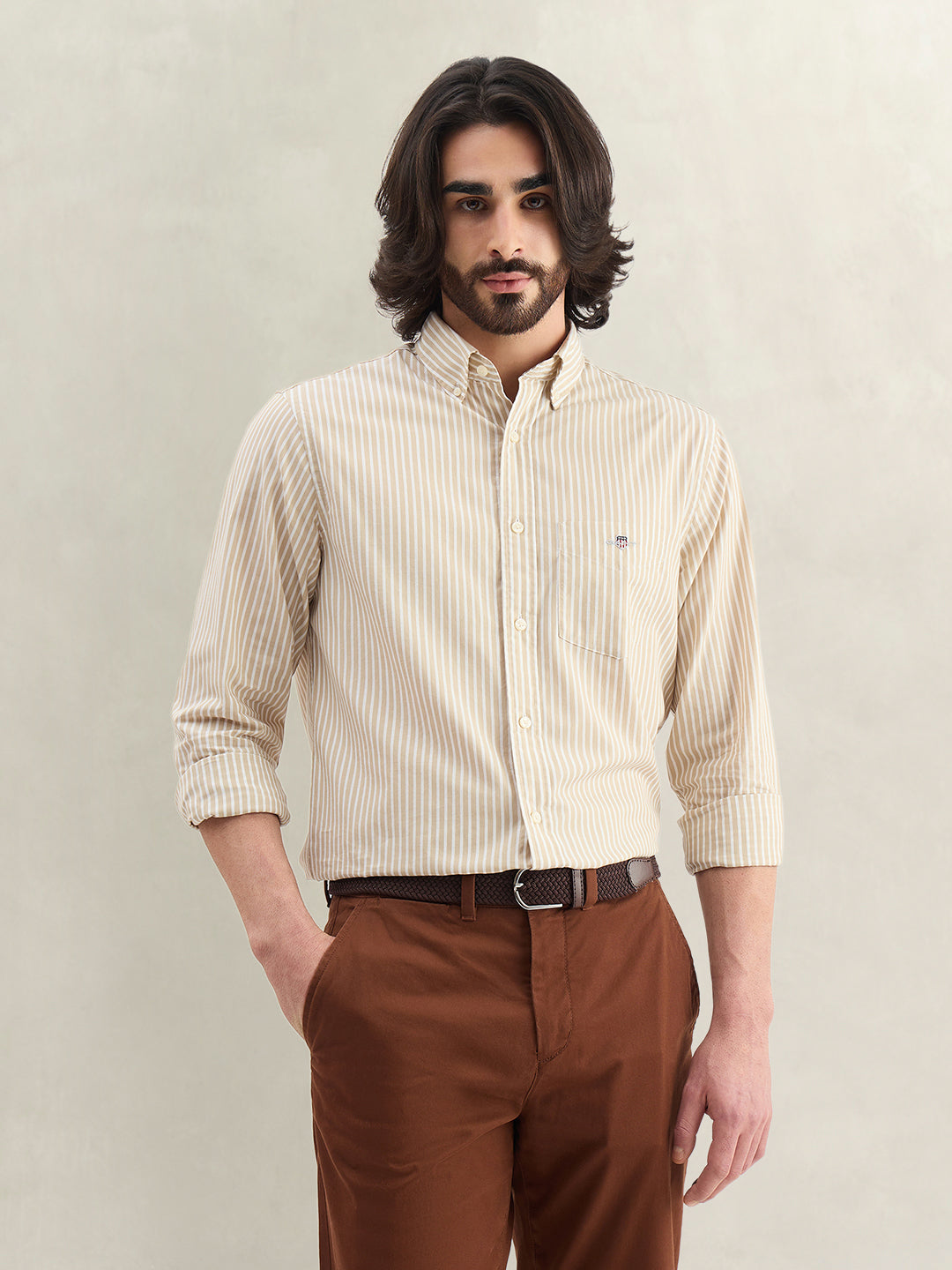 Gant Men Striped Beige Shirt
