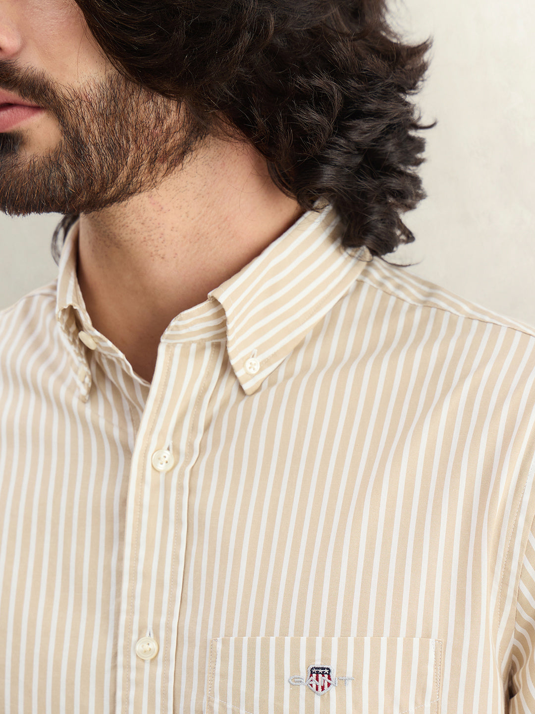 Gant Men Striped Beige Shirt