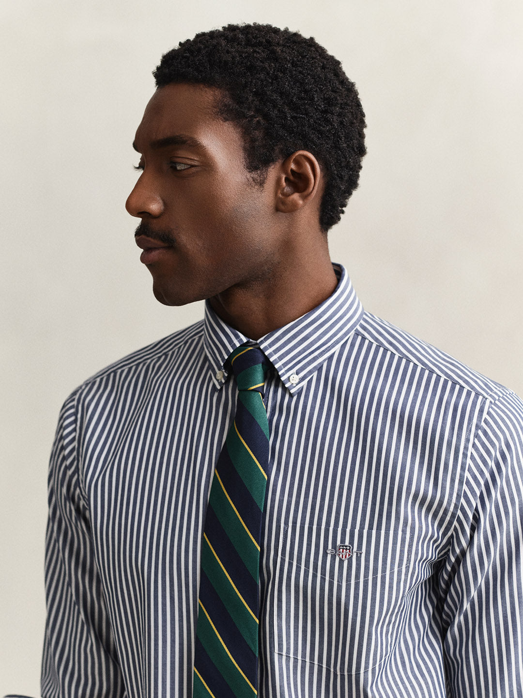 GANT Men Blue Classic Poplin Striped Shirt