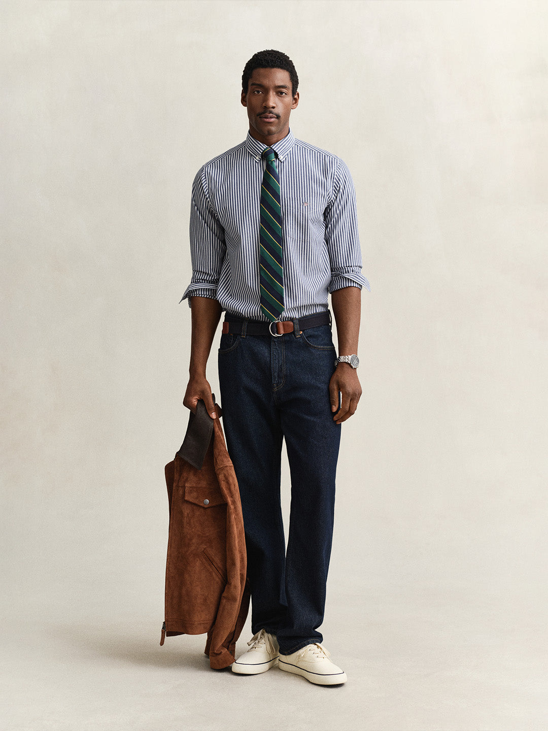 GANT Men Blue Classic Poplin Striped Shirt