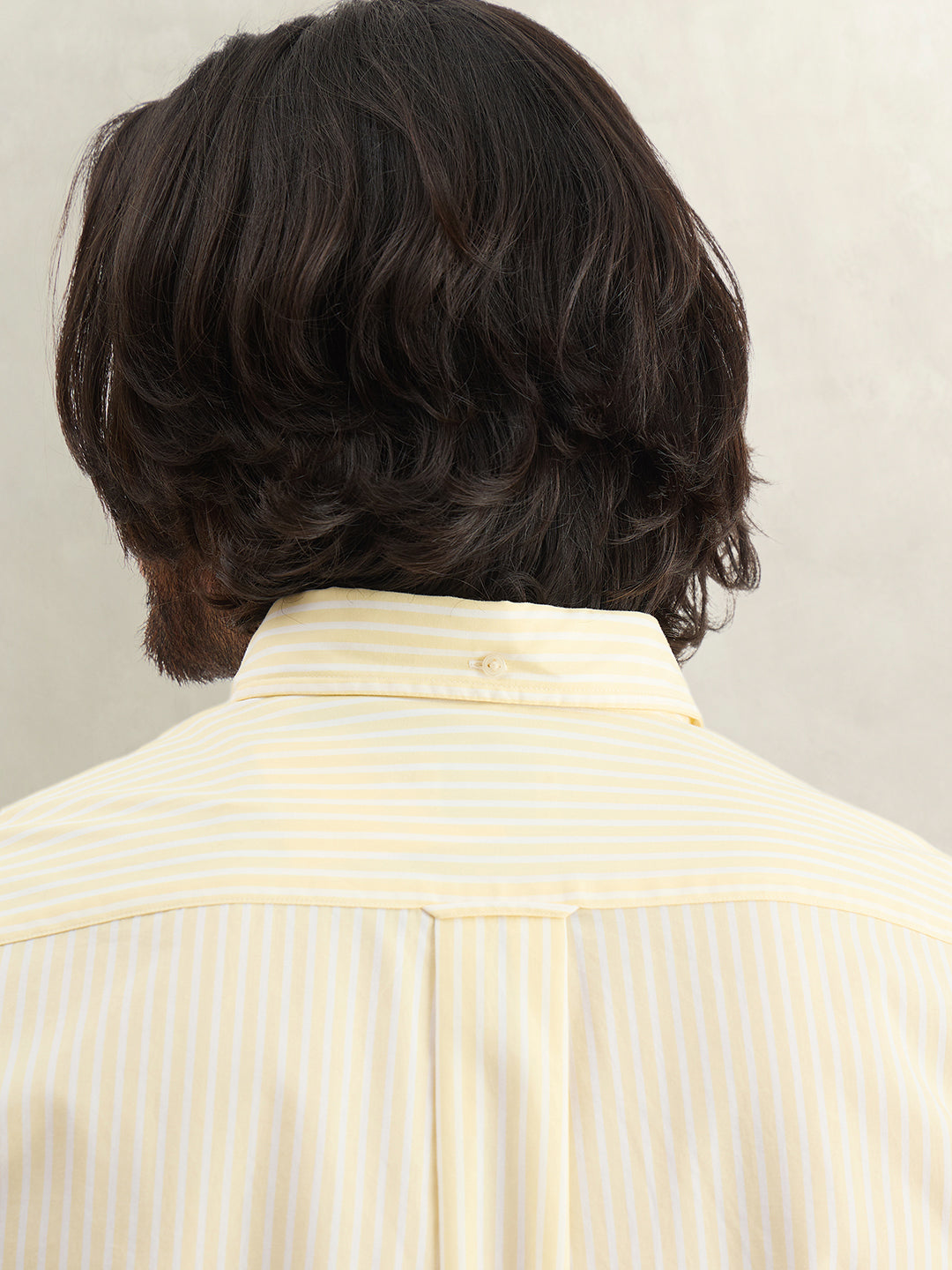 Gant Men Yellow Striped Regular Fit Classic Poplin Shirt