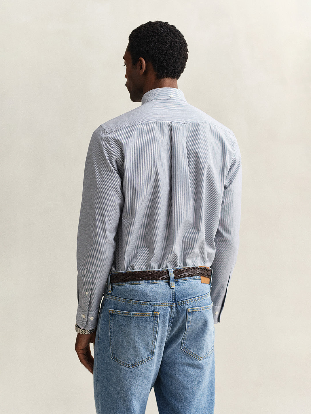 GANT Men Green Classic Poplin Striped Shirt