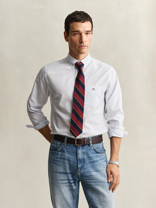 Gant Men Blue Solid Regular Fit Classic Poplin Shirt