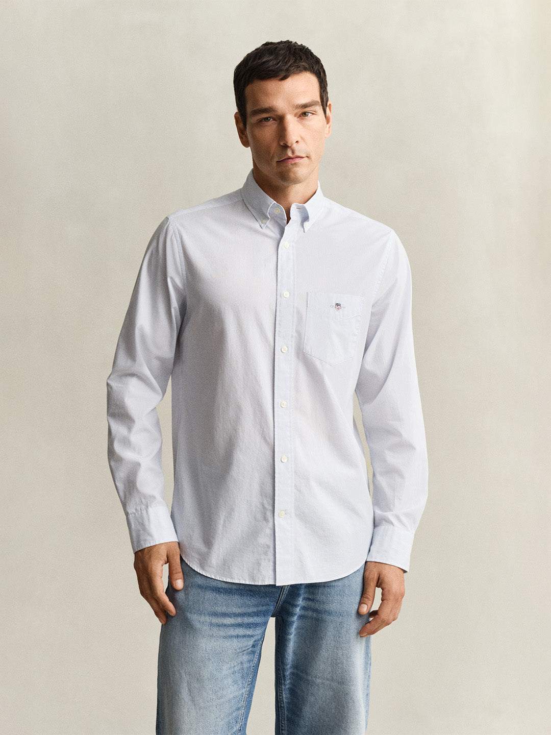 Gant Men Blue Solid Regular Fit Classic Poplin Shirt