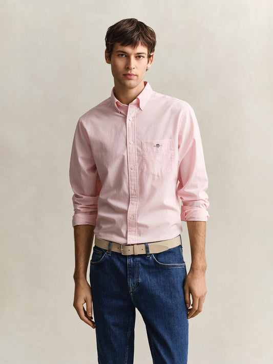 GANT Men Pink Classic Poplin Striped Shirt