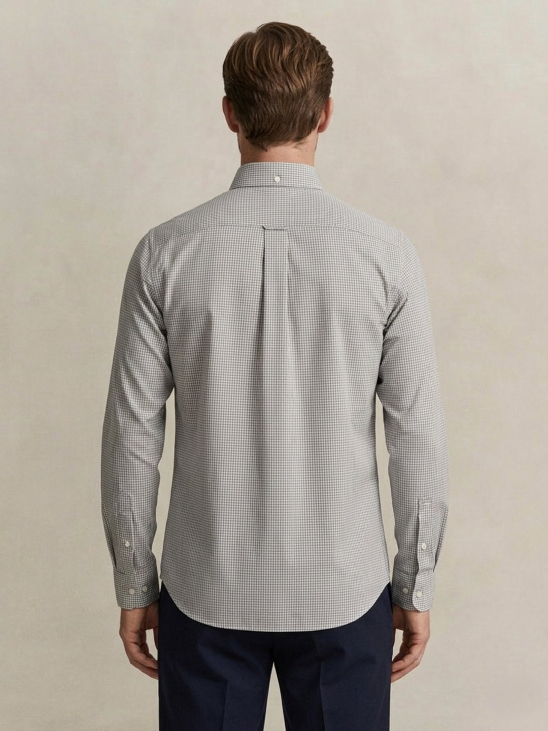 Gant Men Poplin Grey Checked Classic Collar Shirt