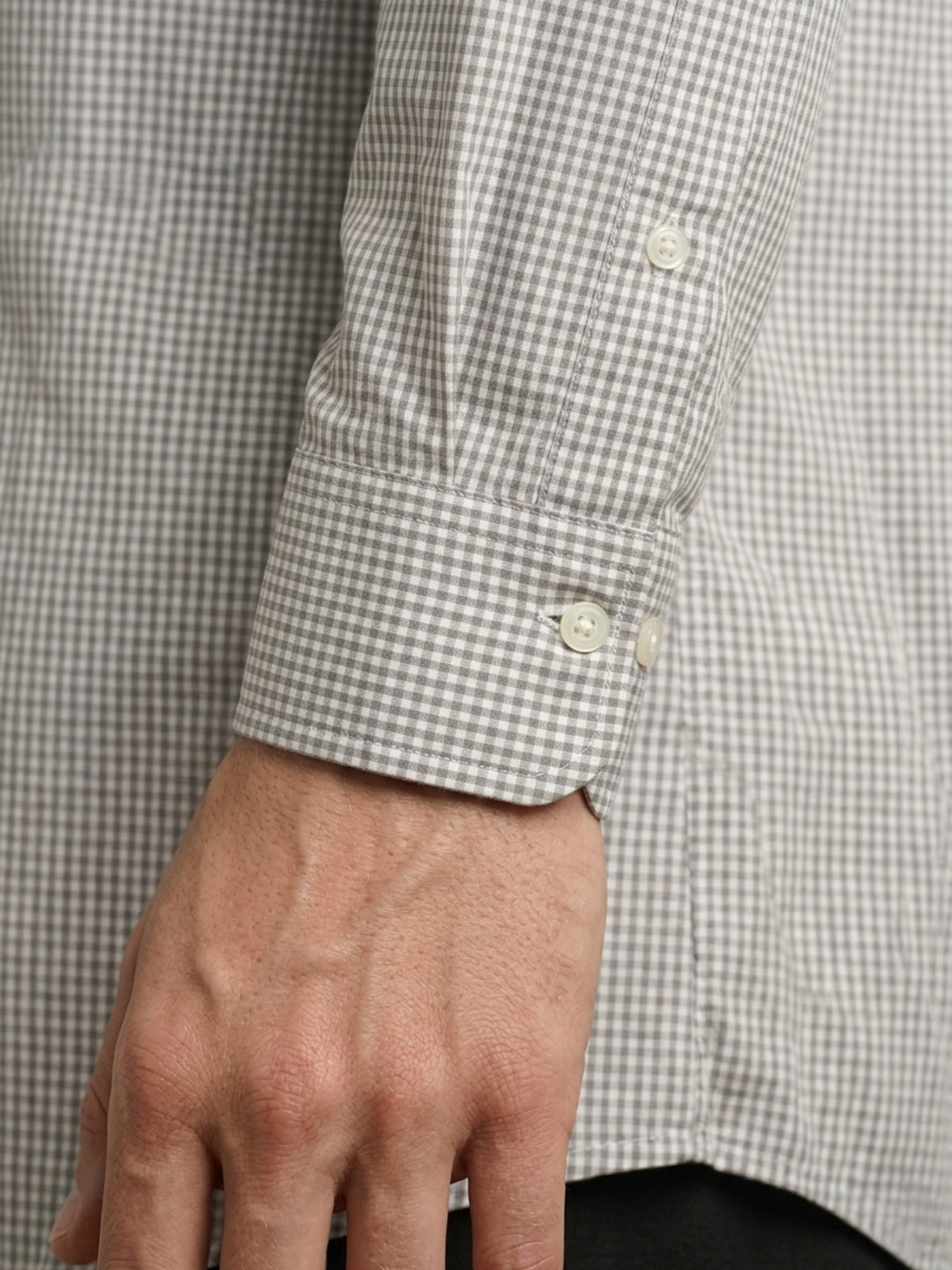 Gant Men Poplin Grey Checked Classic Collar Shirt