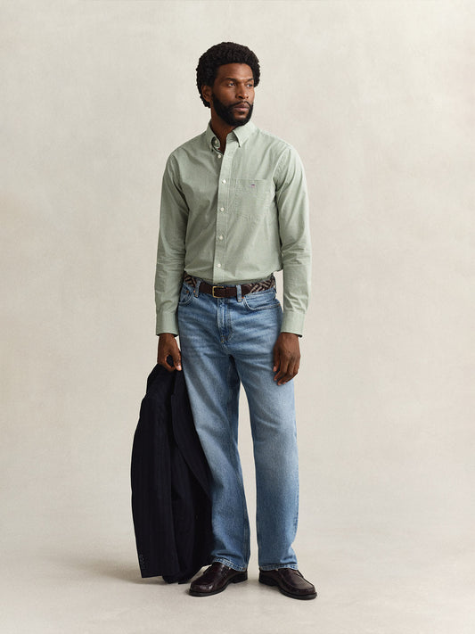 GANT Men Green Classic Poplin Gingham Shirt