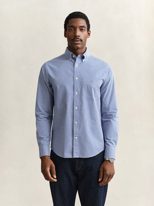 GANT Men Blue Classic Poplin Gingham Shirt