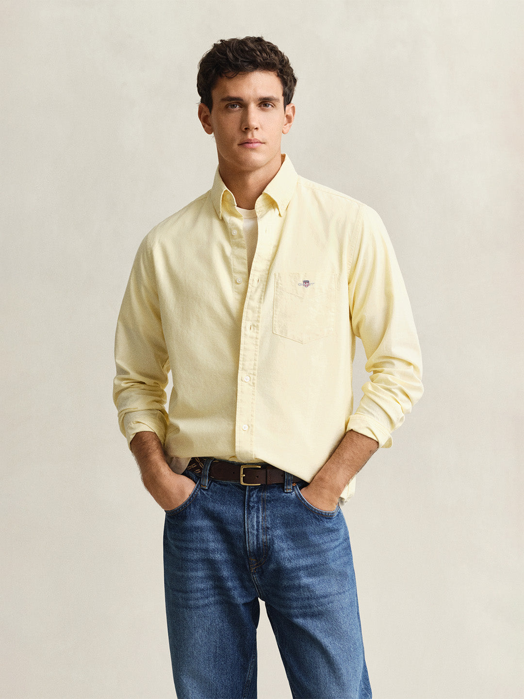 GANT Men Yellow Regular Fit Classic Oxford Shirt