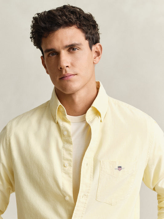 GANT Men Yellow Regular Fit Classic Oxford Shirt