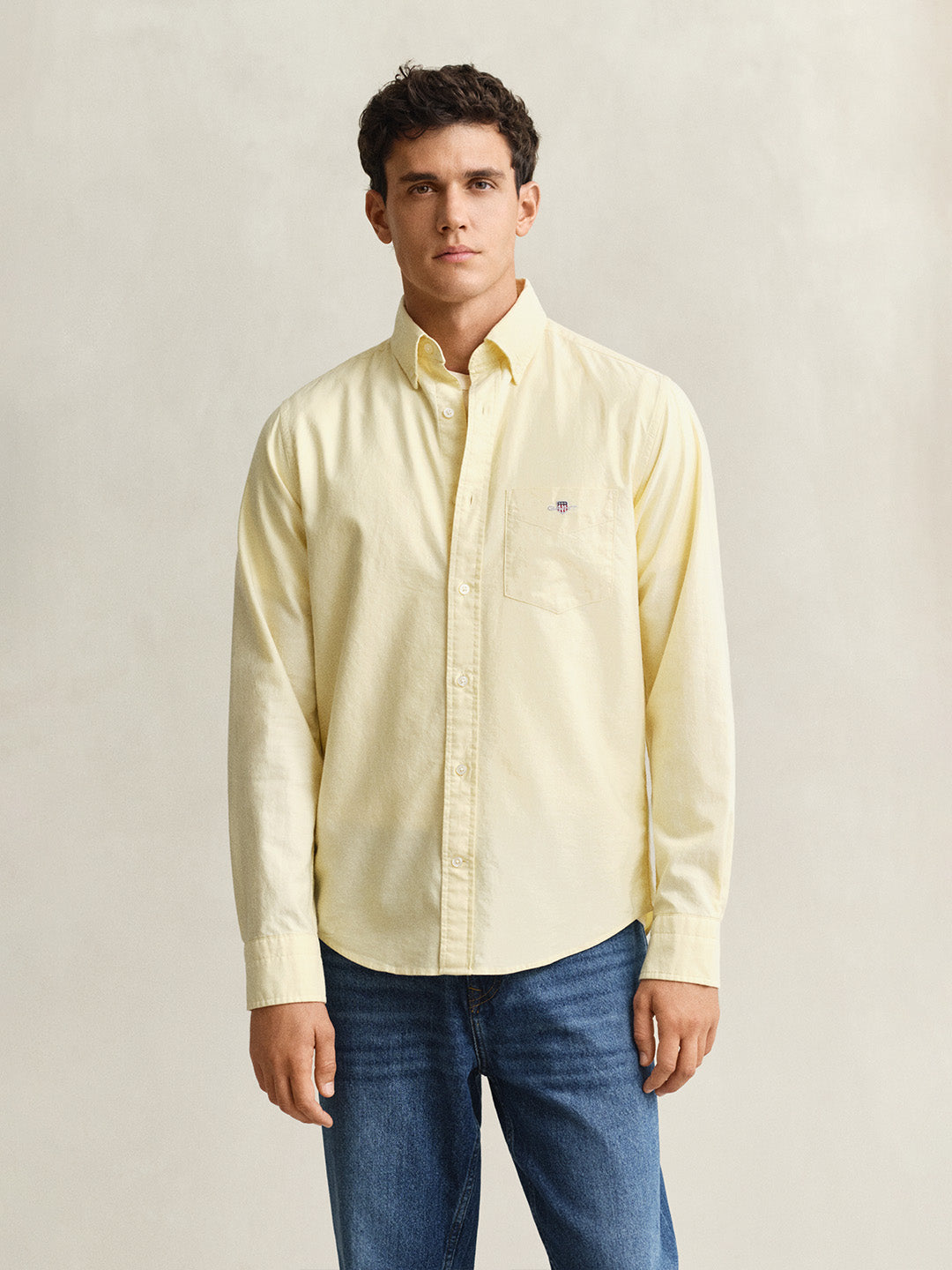GANT Men Yellow Regular Fit Classic Oxford Shirt