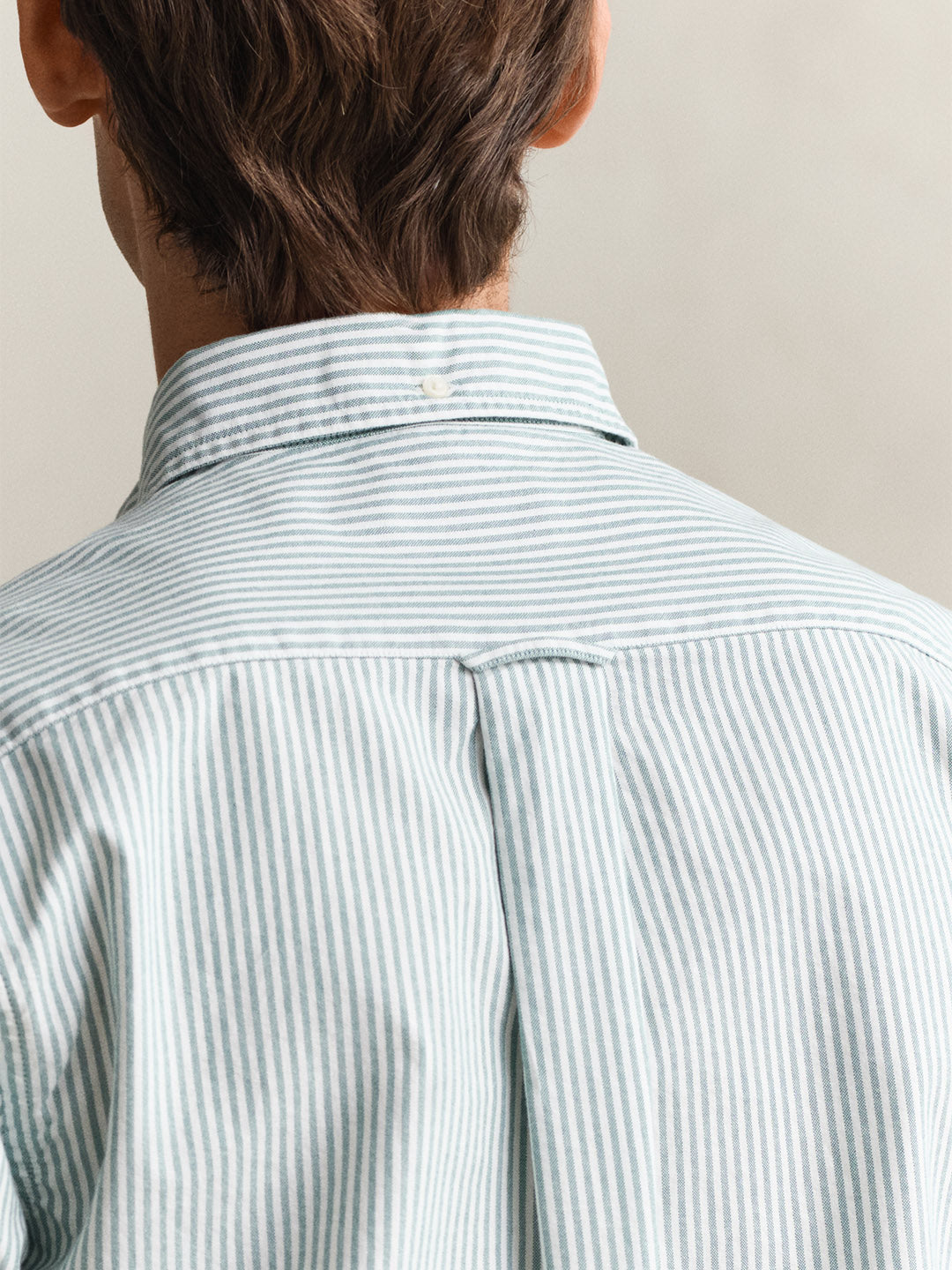 GANT Men Green Striped Regular Fit Classic Oxford Shirt