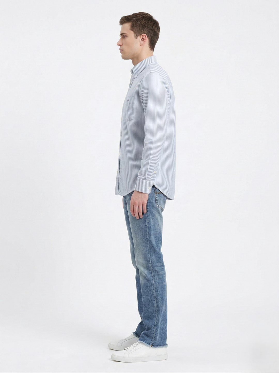 Gant Blue Cotton Striped Men Shirt