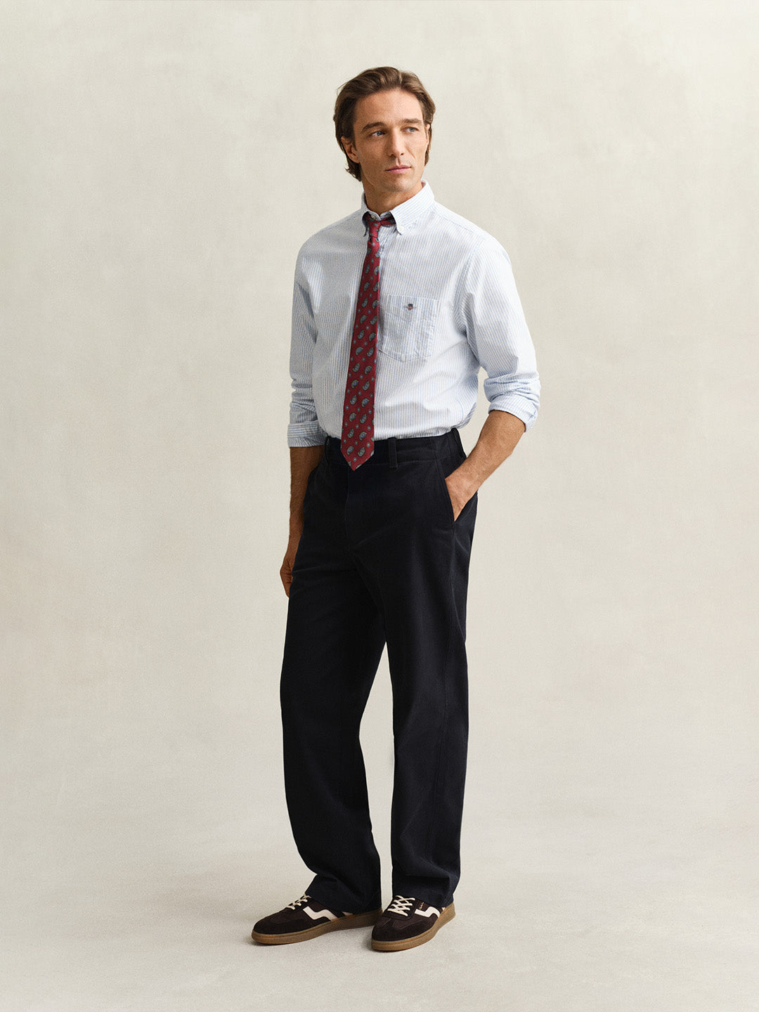 GANT Men Blue Striped Regular Fit Classic Oxford Shirt