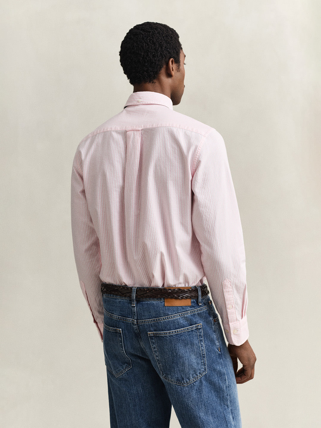 GANT Men Pink Striped Regular Fit Classic Oxford Shirt