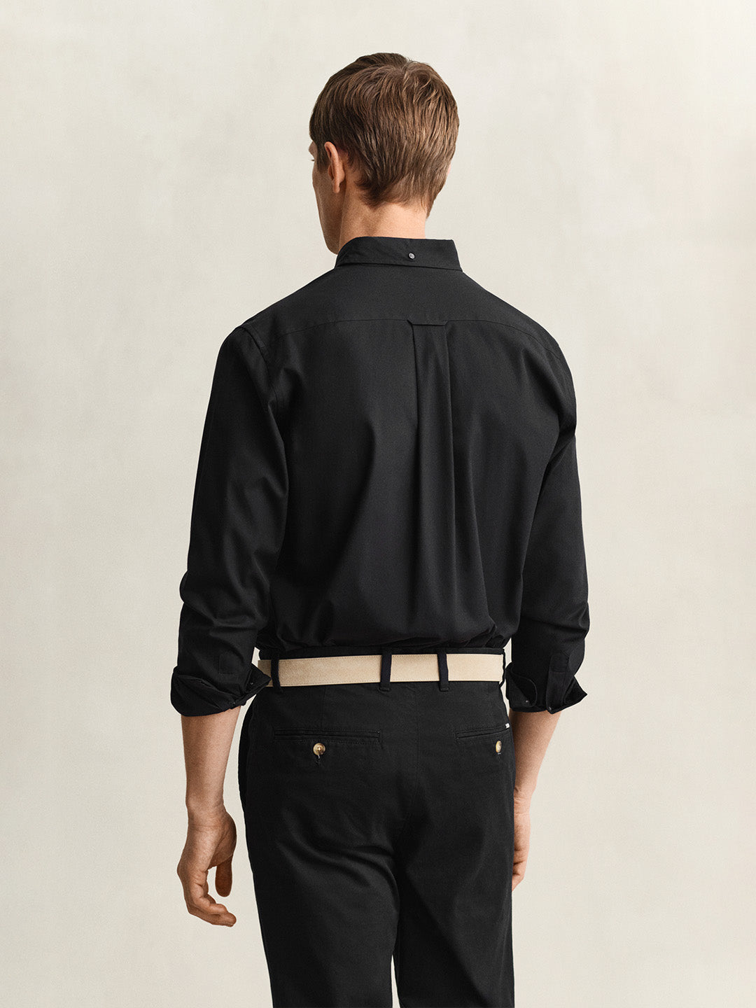 Gant Men Black Solid Regular Fit Pinpoint Oxford Shirt