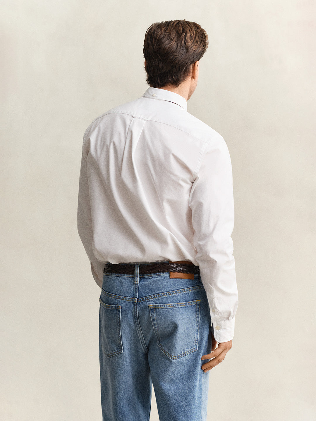 Gant Men White Solid Regular Fit Pinpoint Oxford Shirt