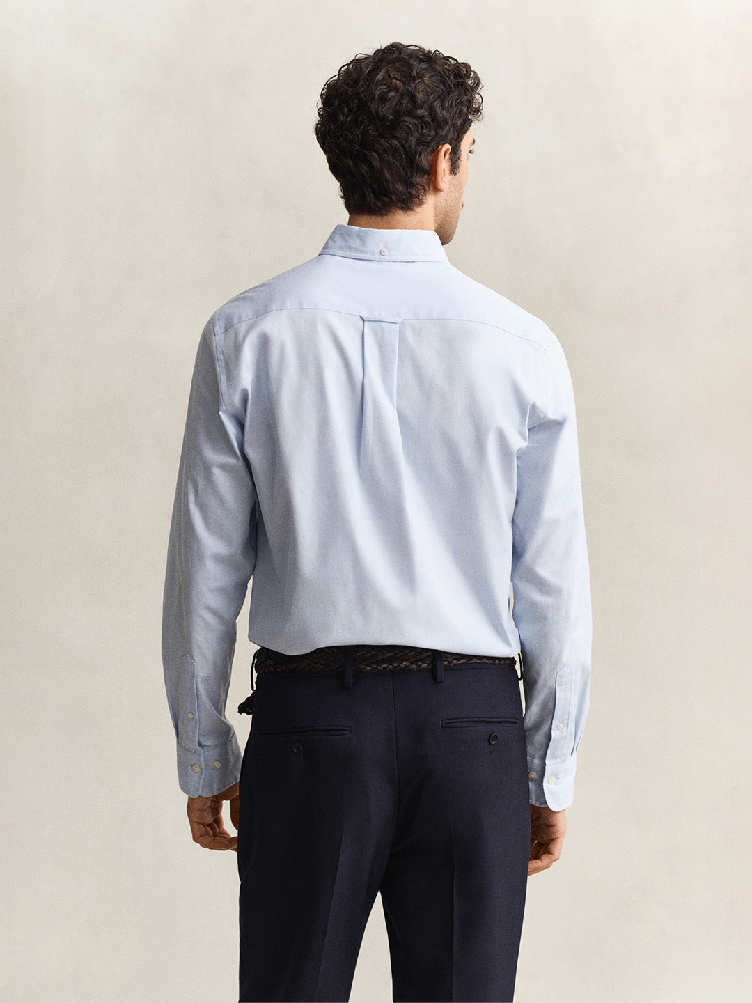 Gant Men Blue Solid Regular Fit Pinpoint Oxford Shirt