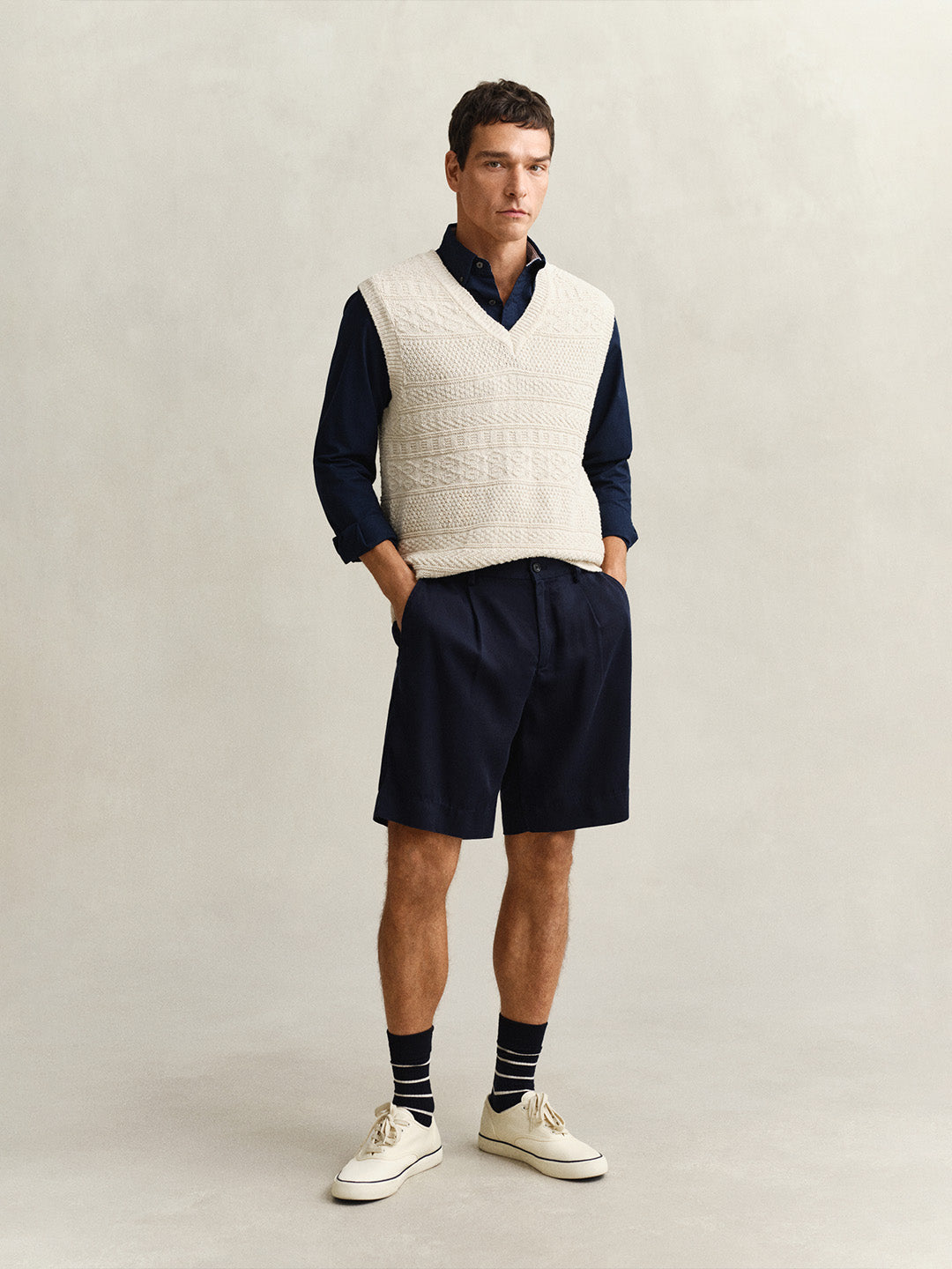 GANT Men Navy Blue Slim Fit Oxford Shirt