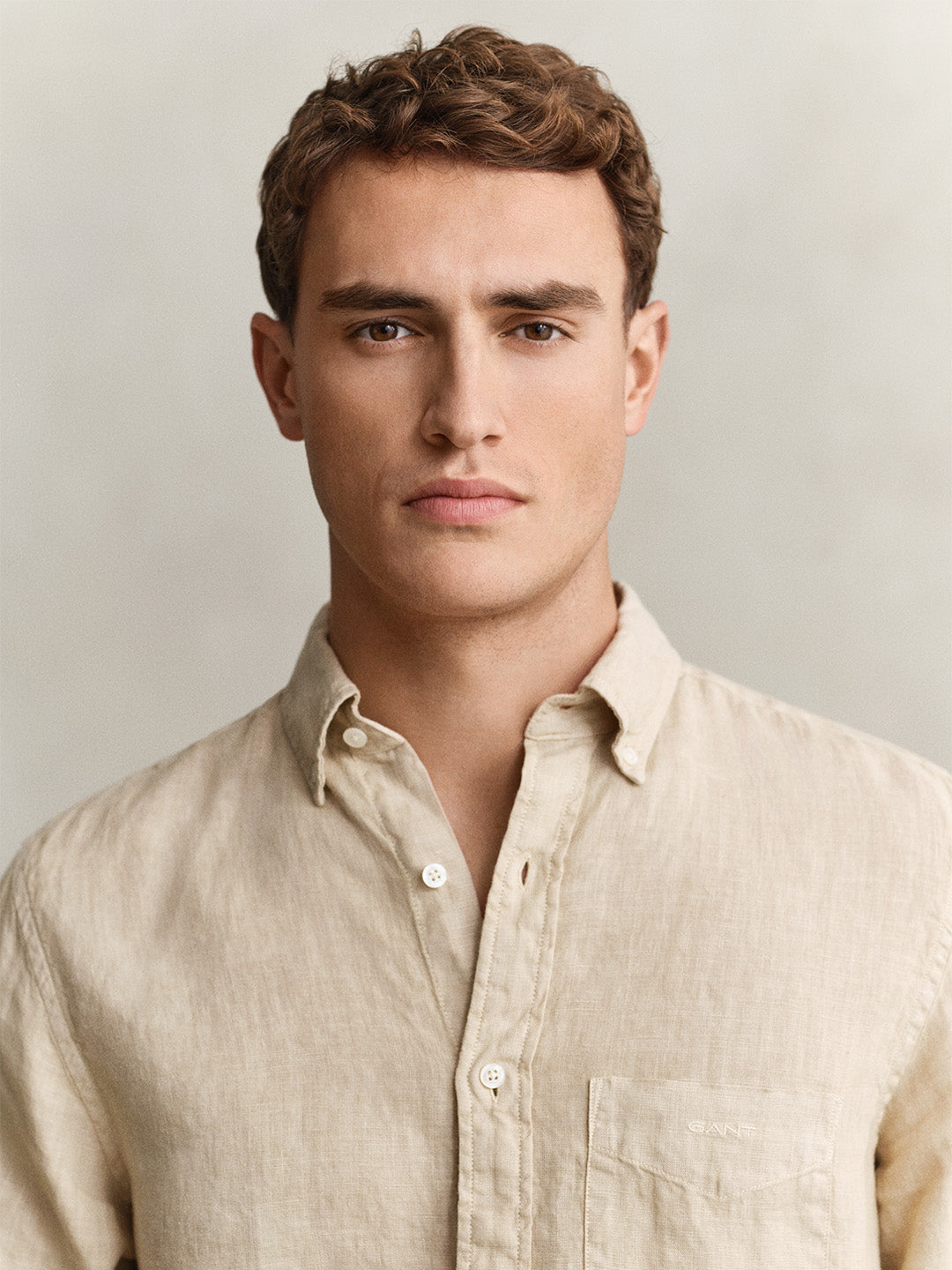 GANT Men Beige Garment Dyed Pure Linen Shirt